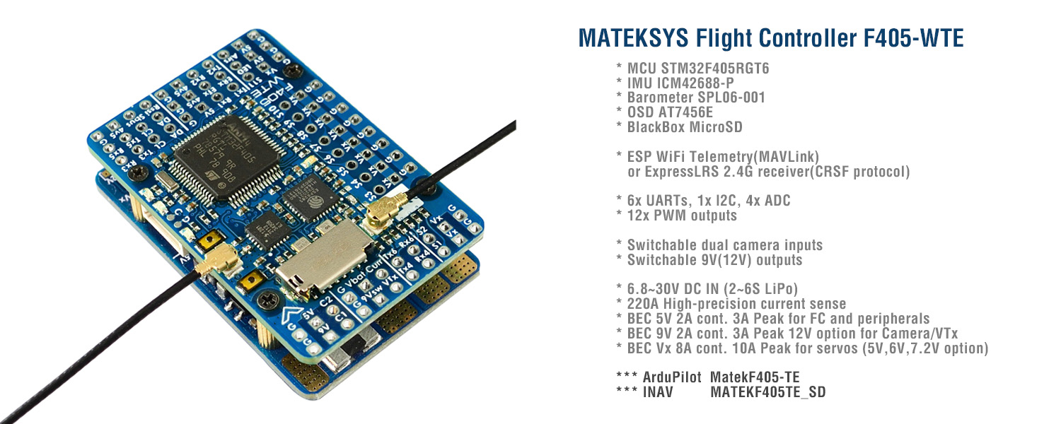 Matek Mateksys Flight Controll - đánh giá và giá Mateksys Flight Controller F405 Wte